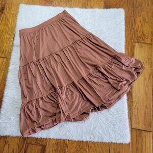 Kettlewell Tiered Skirt Women's Large Jersey Brown